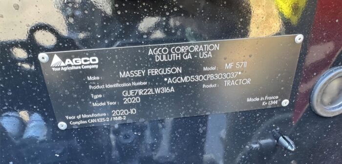 2020 Massey Ferguson  5711D Tractor - Image 10