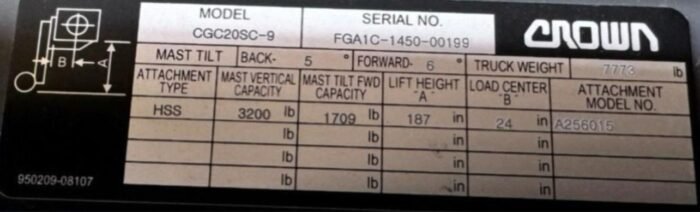 2017 Crown CGC20SC-9 Forklift - Image 11