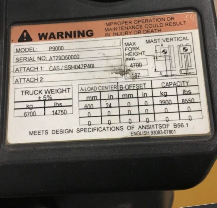 2012 Caterpillar P9000 Pneumatic Tyre Forklift - Image 12