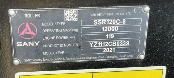 2021 Sany SSR120C-8 Smooth Drum Compactor - Image 12
