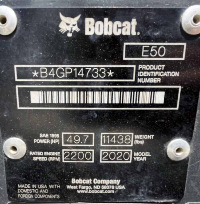 2020 Bobcat E50 Compact Mini Excavator - Image 13