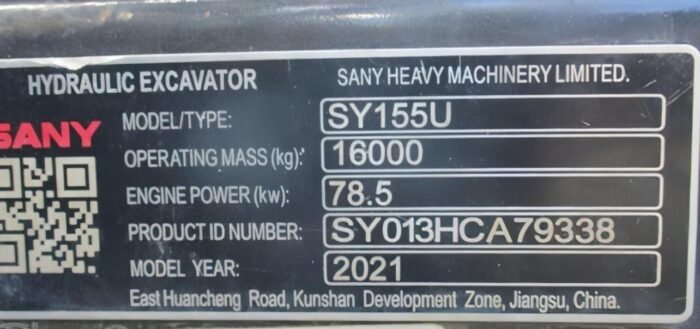 2021 Sany SY155U Compact Mini Excavator (2nd Unit) - Image 15